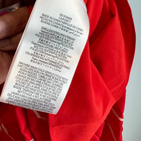 BCBGMAXAZRIA Women's Pleated Chiffon Long Dress Rosso Combo Size 6 NWT - Picture 10 of 13